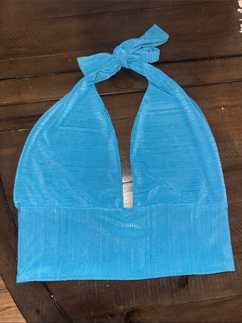 Blue Halter Crop Top - Women Tops